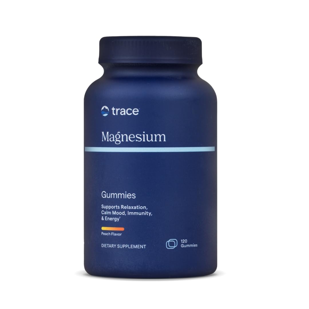 Chewable Magnesium Supplement for Bone & Heart Health Support - Trace Minerals Magnesium 84mg - Peach, 120 Gummies (120
