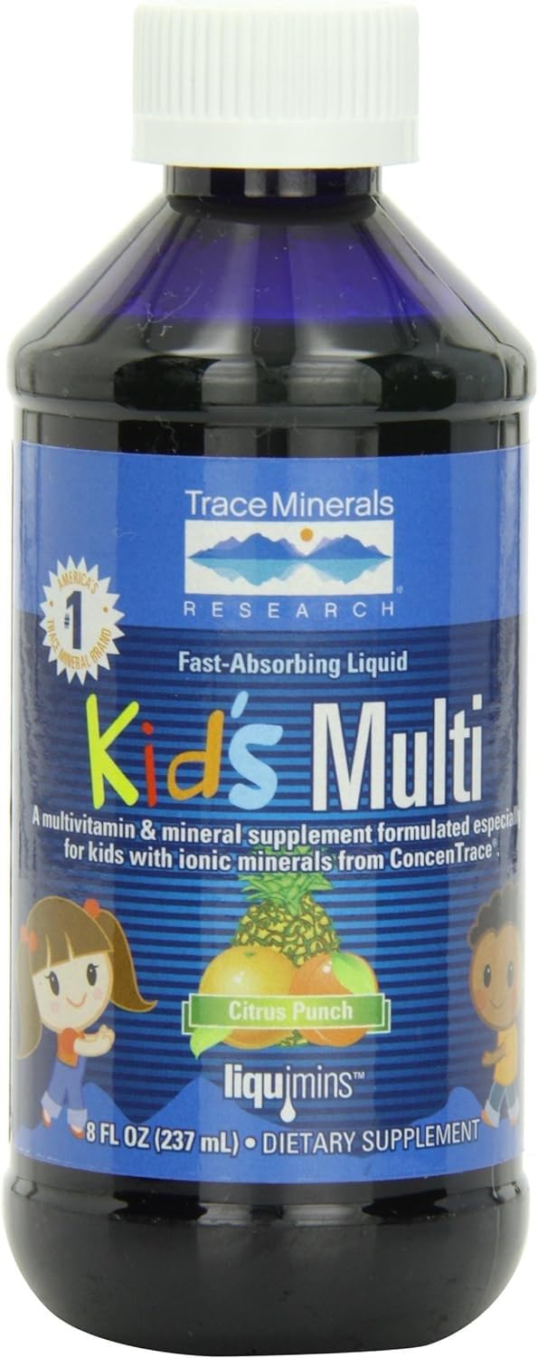 Trace Minerals Kid's Multi Easy-to-Drink Liquid Supplement for Children - Immune & Bone Health Support - Citrus Punch, 8