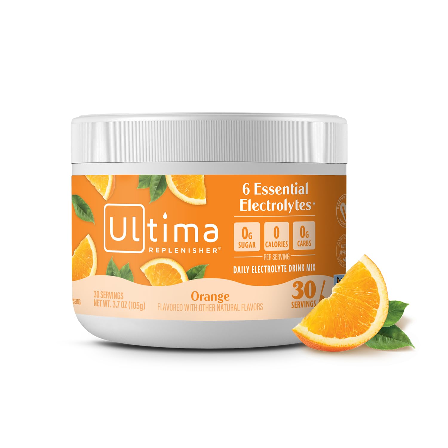 Ultima Replenisher Sugar Free Orange Electrolyte Powder Drink Mix - Keto Friendly, Vegan, Non-GMO, 30 Servings Hydration