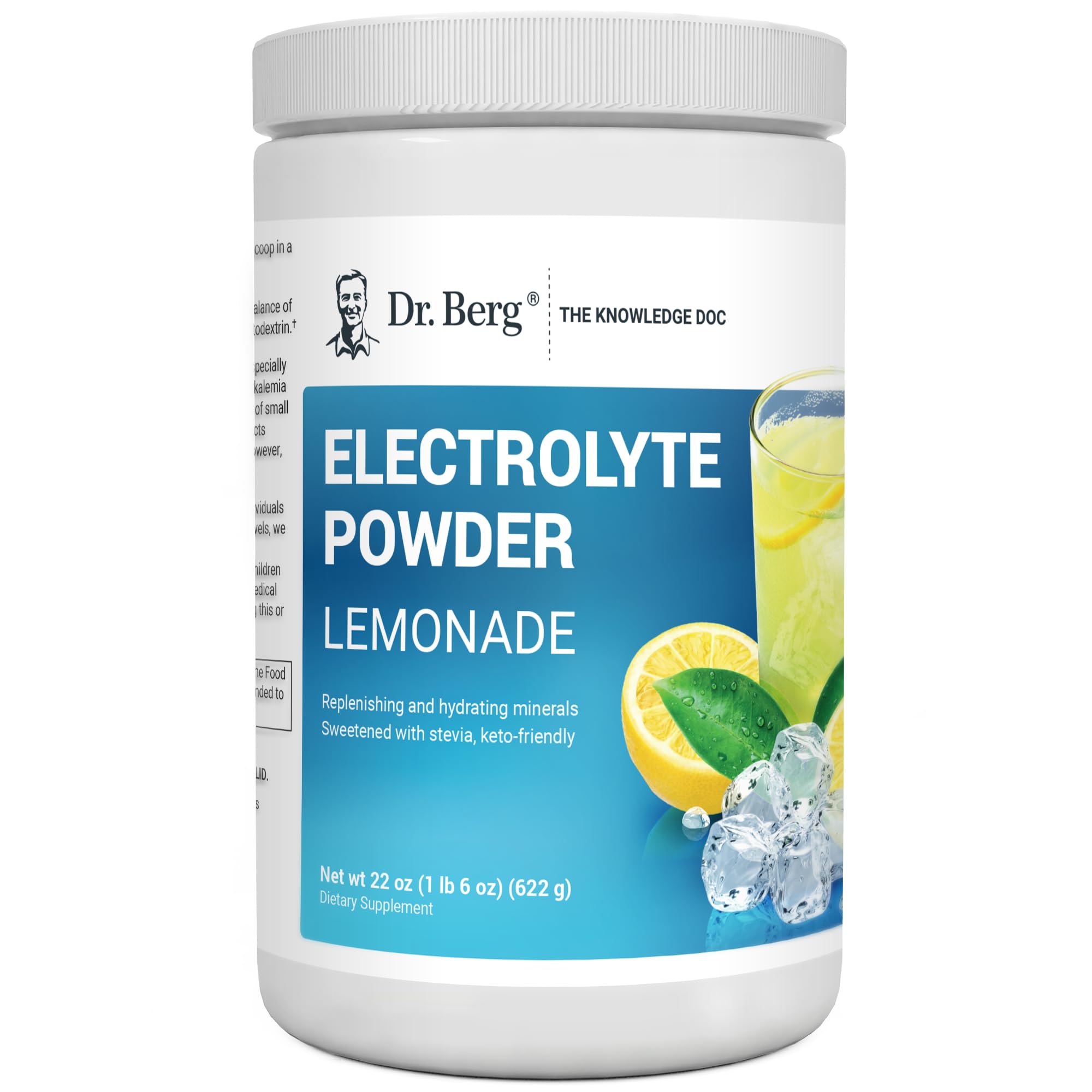 Dr. Berg Zero Sugar Hydration Keto Electrolyte Powder - Enhanced w/ 1000 mg Potassium & Pink Himalayan Salt - Lemonade F