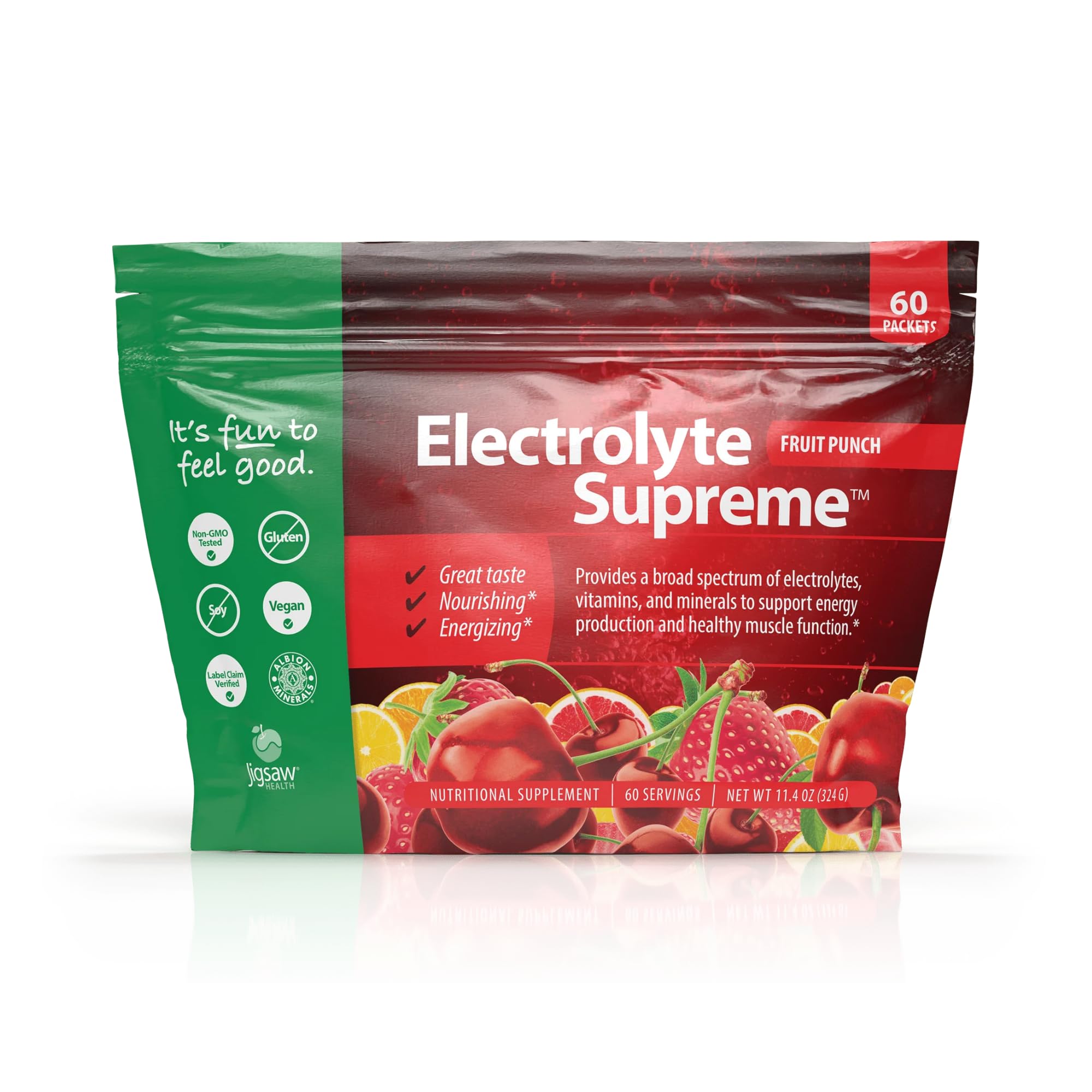 Jigsaw Health Electrolyte Supreme | Broad Spectrum of Electrolytes + Trace Minerals | 60 Servings (Packets)
