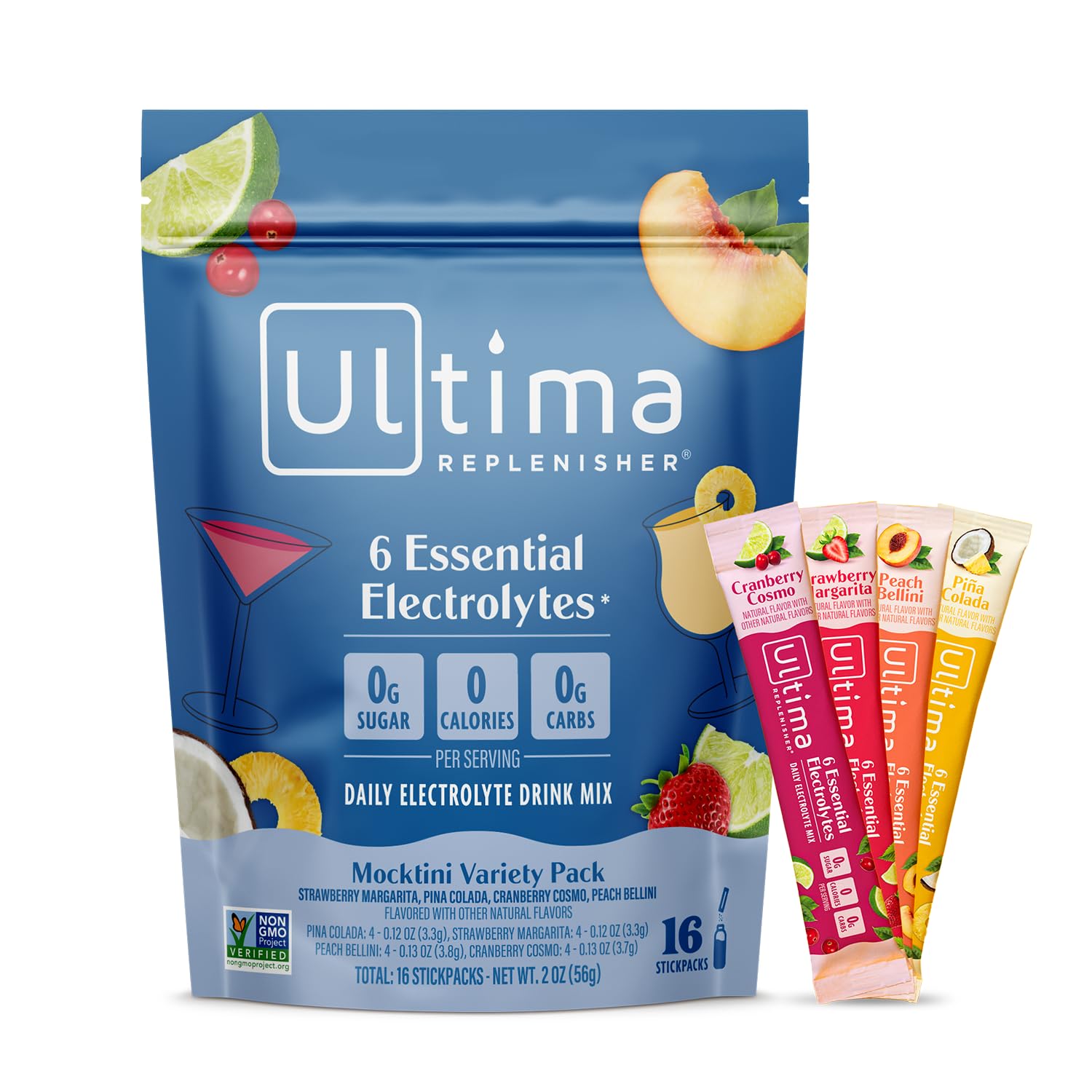 Ultima Replenisher Mocktini Variety Electrolyte Powder - Sugar Free - Keto Friendly, Non-GMO - 16 Stickpacks for Hydrati