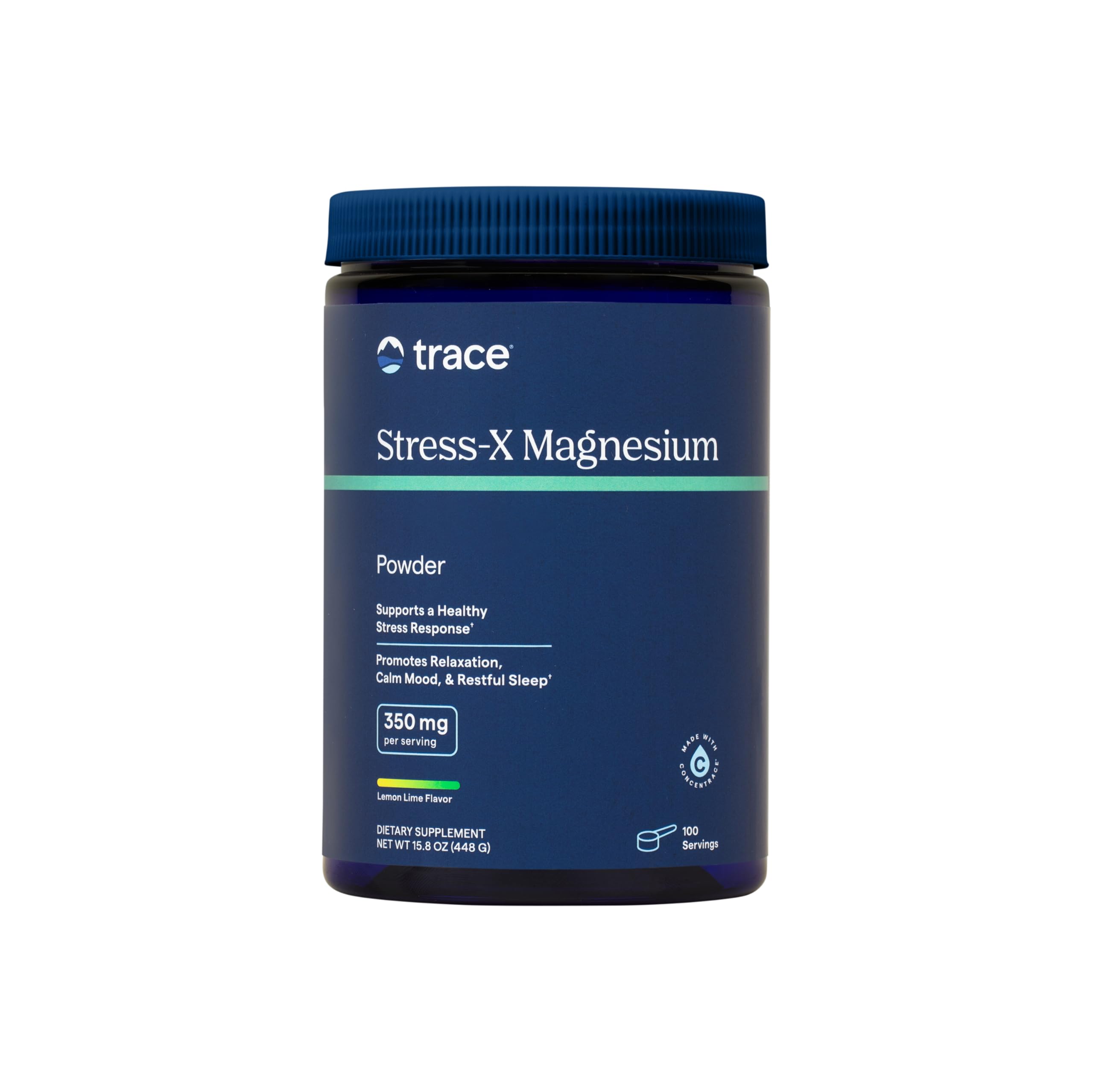 Stress-X Magnesium Powder 350mg - Muscle Relaxation & Recovery Supplement - Restful Sleep Support - Lemon Lime Flavor, 1