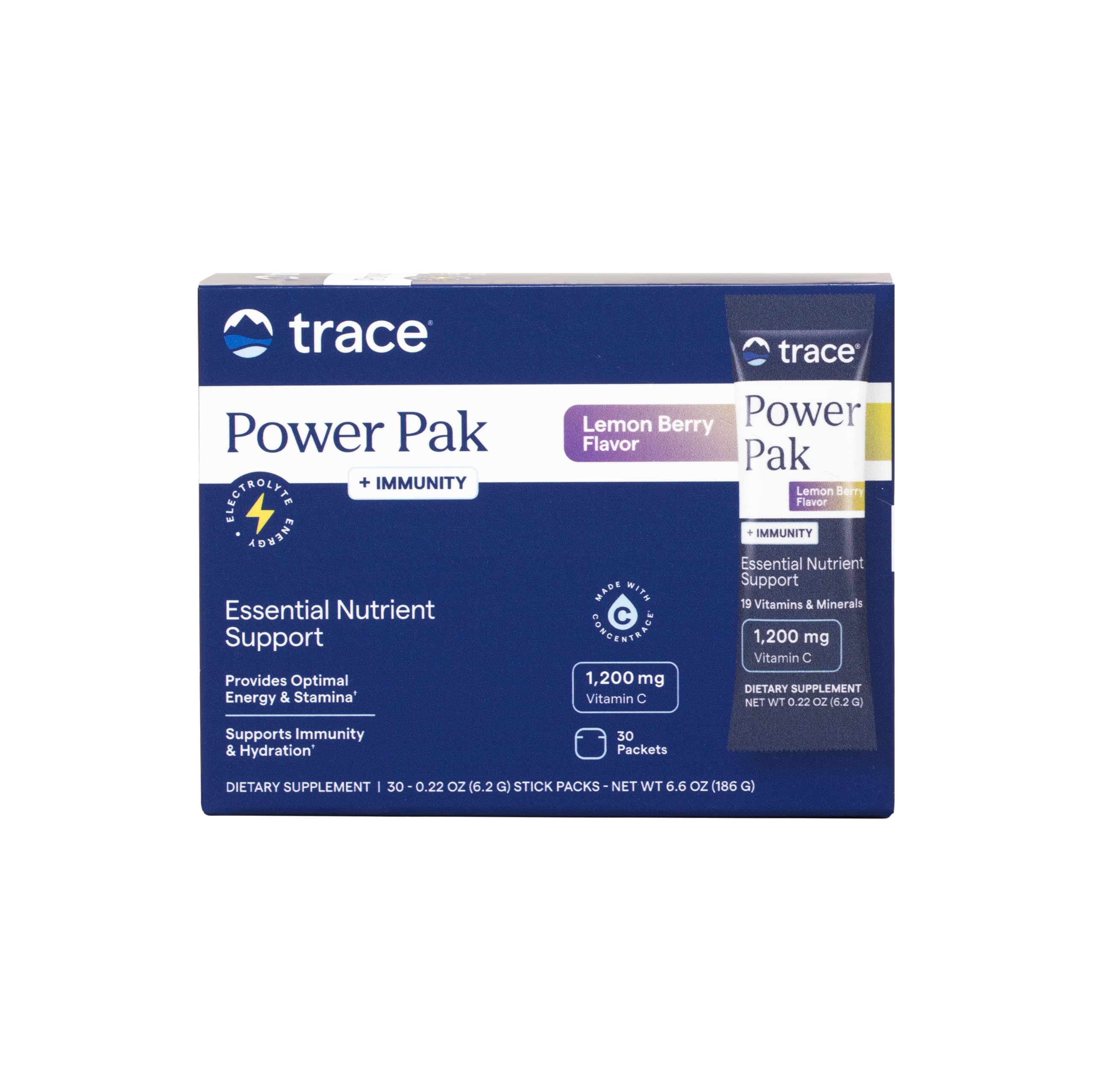 Trace Minerals PowerPak Plus Immunity Nutrition - Hydration Support Supplement for Immunity & Energy - Elderberry Vitami