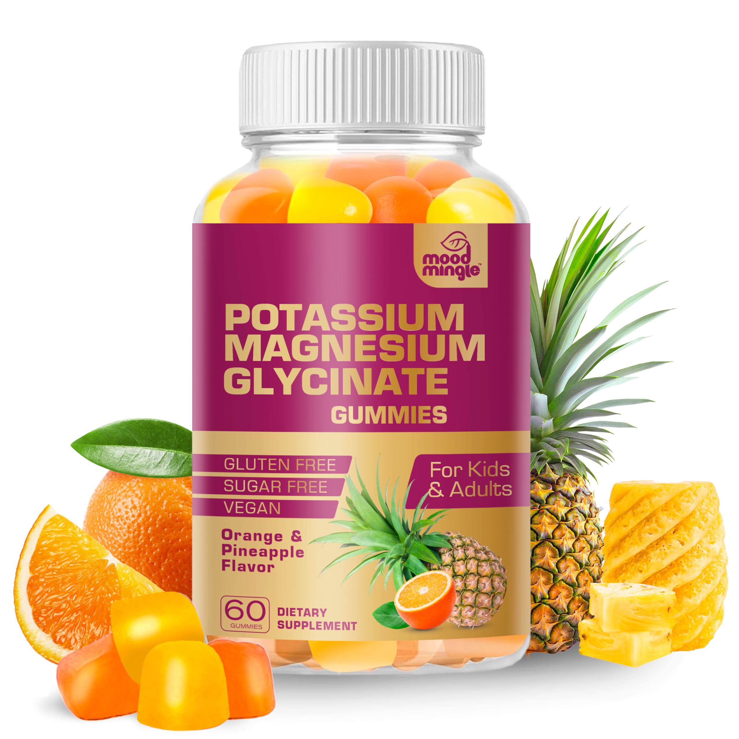 MoodMingle High Absorption Potassium Gummies for Kids & Adults
| MoodMingle Potassium Magnesium Glycinate Chews with Ca